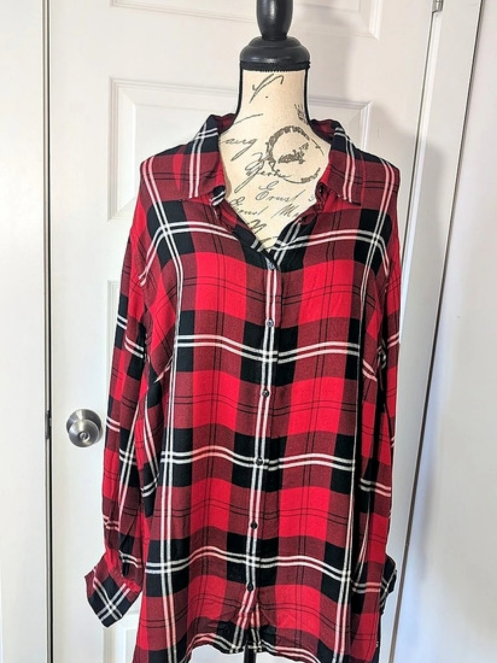 Chaps Plaid Button Down in Red & Black Size 3X NWT